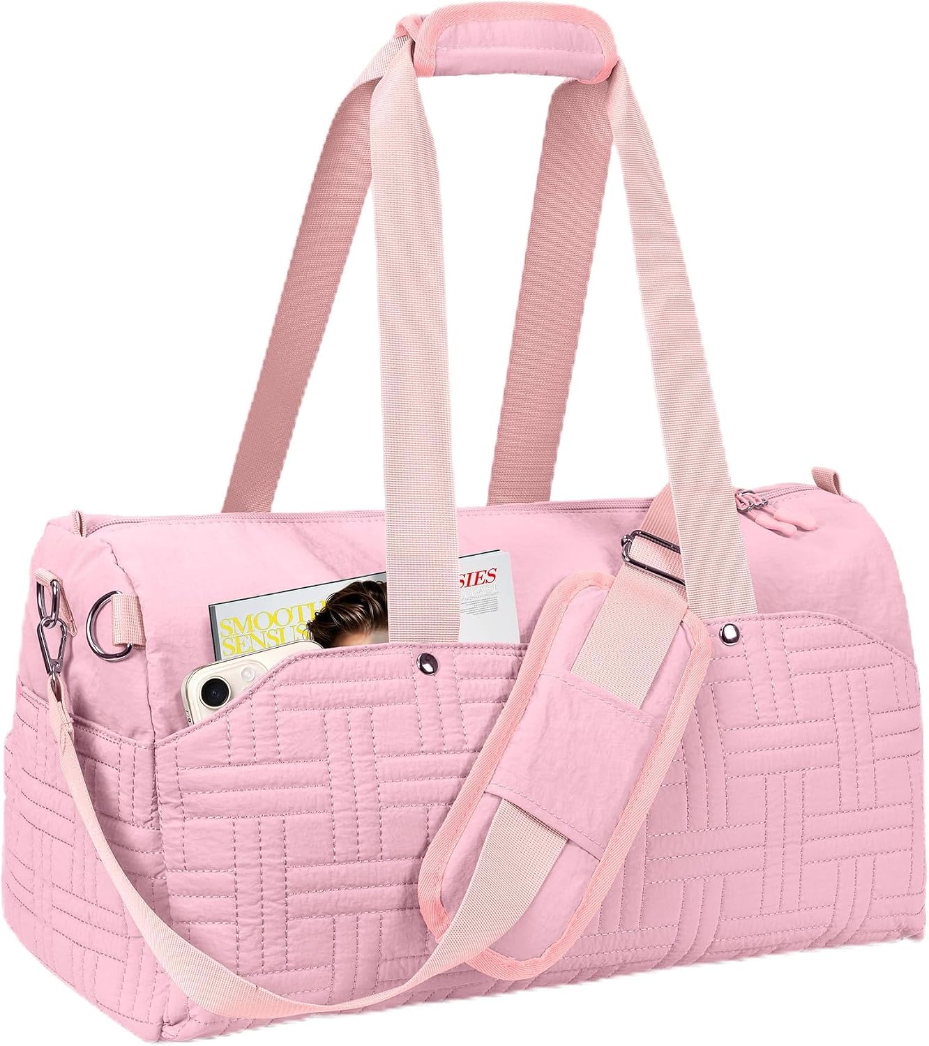 Duffle Bag for Travel, Gym Bag for Women, Lightweight Weekender Duffel with Wet Toiletry Pocket, Overnight Duffel for Diaper Hospital Yoga Dance, Women Gift
