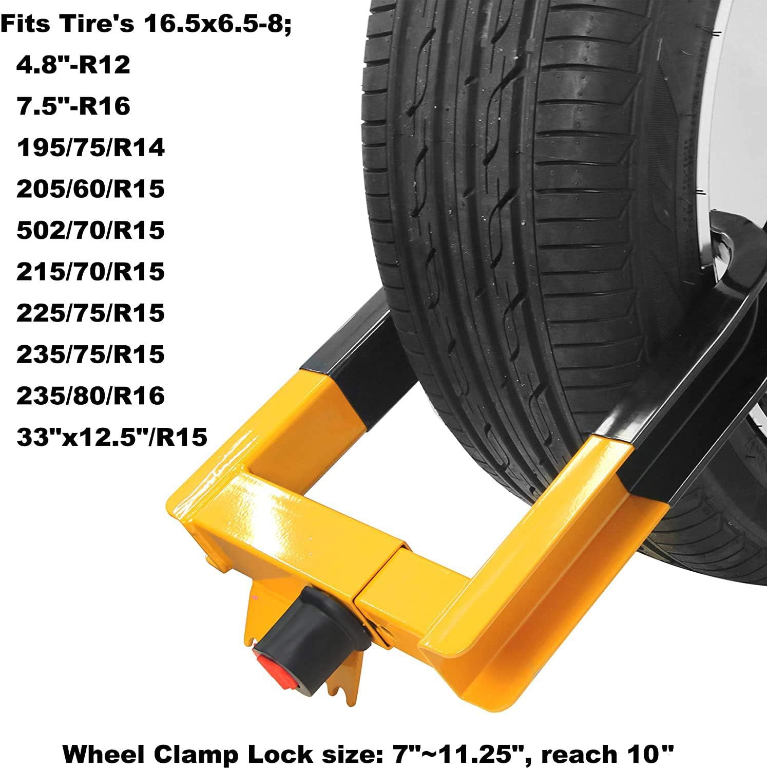 Universal Wheel Clamp Lock Tire Lock Wheel Chock Security Lock Anti-Theft Vehicle Heavy Duty Lock Max 11 inch Tire Width for Trailers SUV Golf Cart RV Truck Van Yellow/Black : Automotive