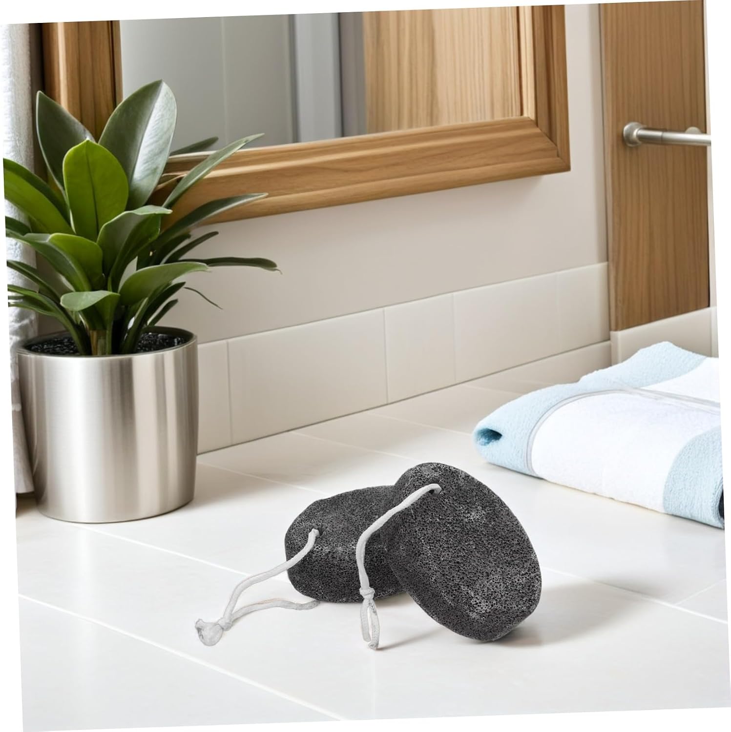Levemolo 2pcs Natural Pumice Stone Foot Scrubber for Feet Hard Skin Removal and Exfoliation Easy Maintenance Stone Tool for Spa and Home Use