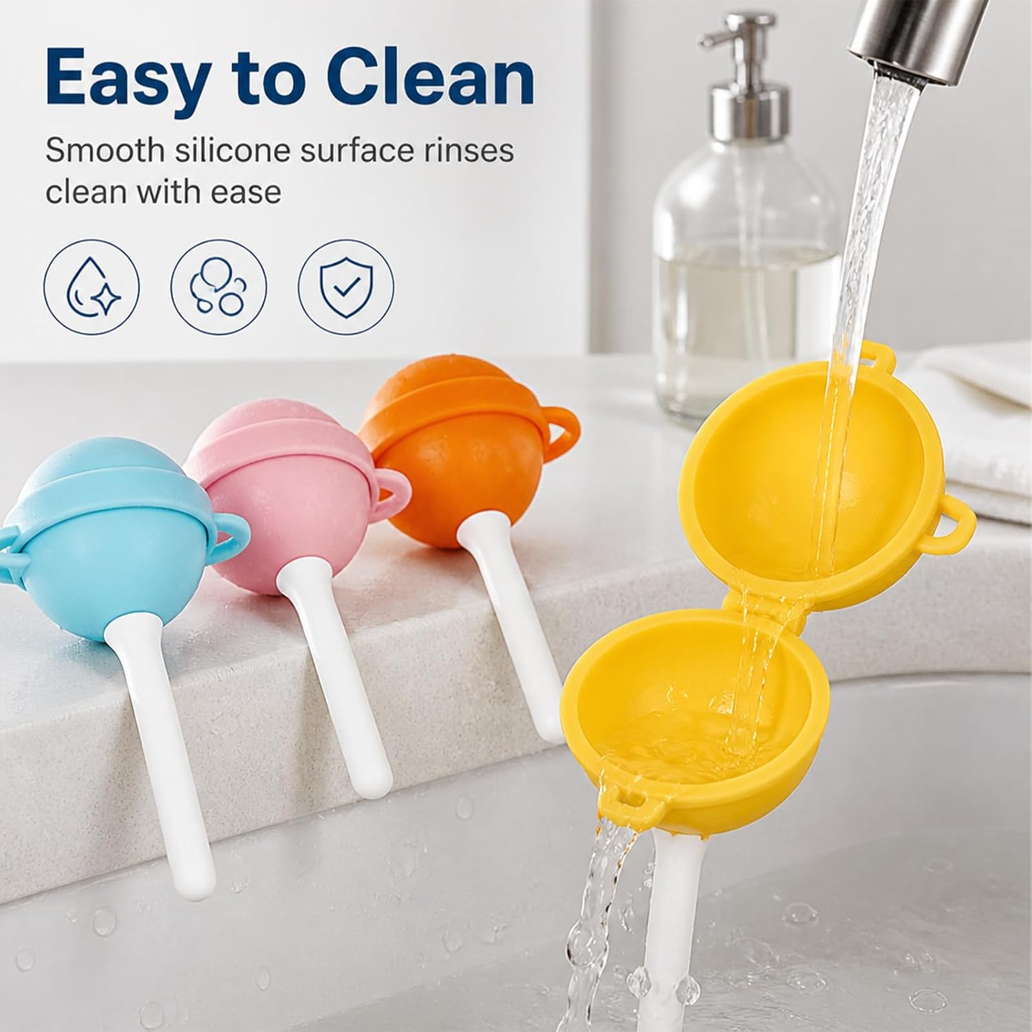4 Pcs Silicone Lollipop Popsicle Molds, Reusable Homemade Popsicle Molds, Colorful DIY Ice Pop Maker for Summer Parties, Creative Sphere Ice Pop Mold for Home