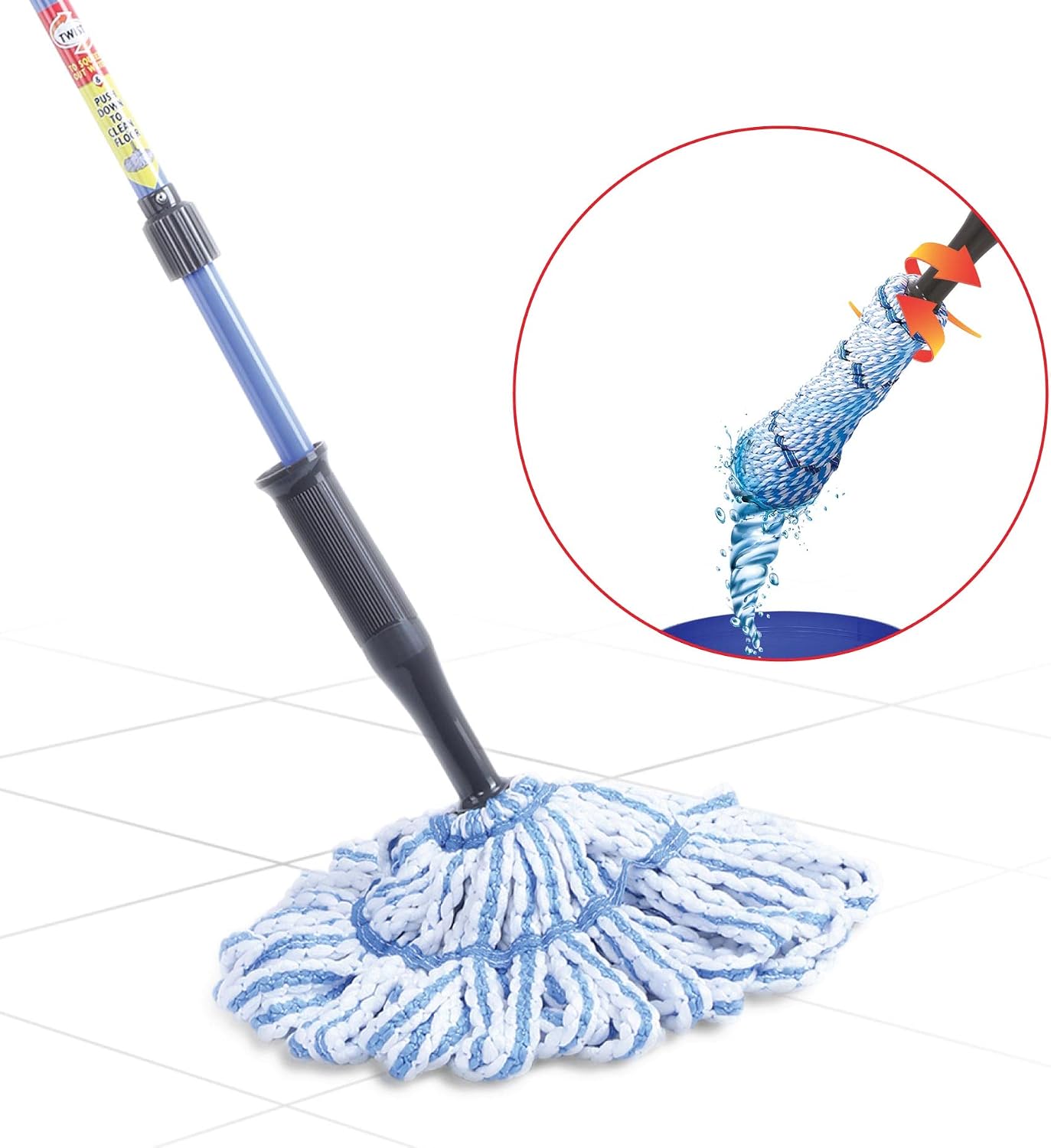 Gala Microfiber Twist Mop (Blue And White)