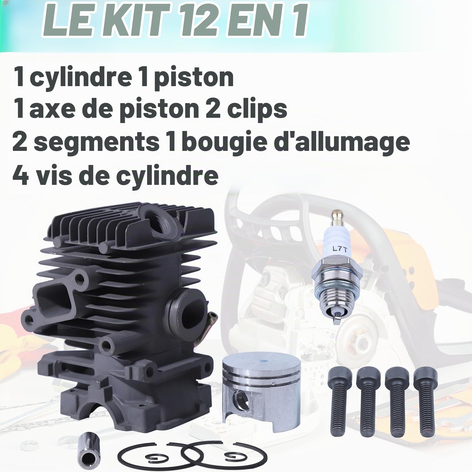 Adefol 37MM Cylindre Piston Kit pour Stihl MS192 MS192T MS192TC MS192TC-E MS192T-Z MS192TC-E Tronçonneuse avec Bougie d'allumage Remplacer pour 1137 020 1203 1137 020 1201