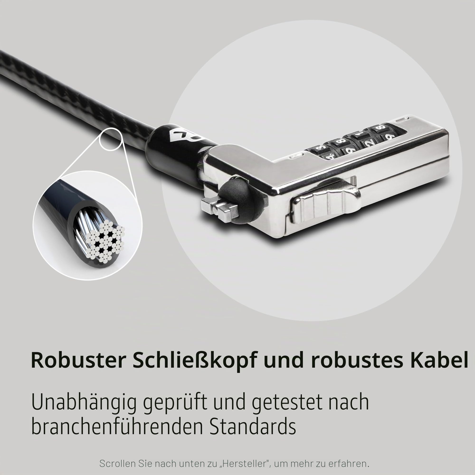 Kensington Laptop Schloss Slim-Kombinationsschloss für ultraflache Laptops & 2-in-1 Geräte mit Nano Sicherheits-Slots, Diebstahlschutz, 1,8 m Kabel