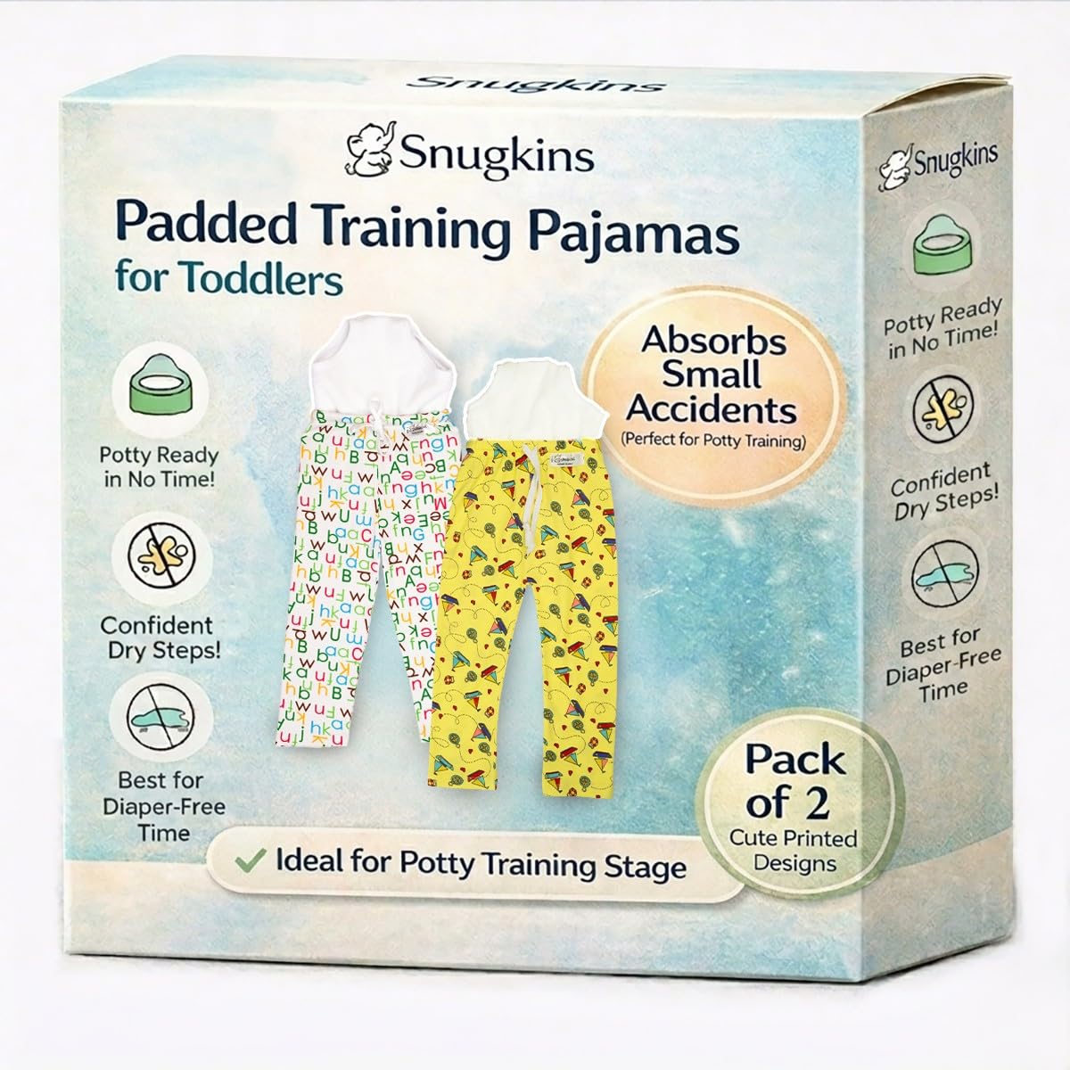 SNUGKINS Diaper Pants | Potty Training Pajamas for Toddlers, Boys and Girls.100% Cotton-image-25