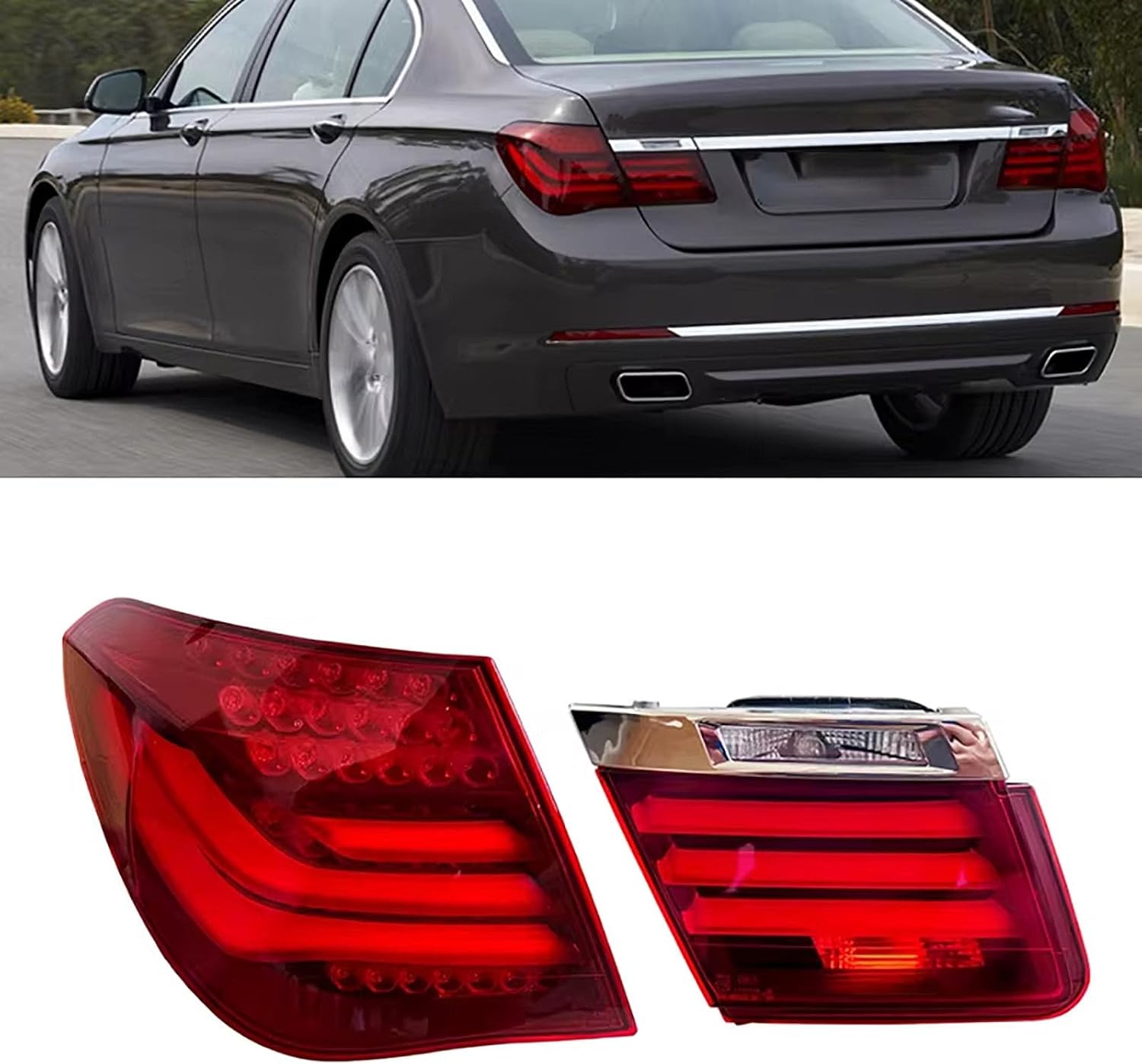 Car Taillight Housing Tail Light Assembly Rear Taillight Cover Shell For Bmw 7 Series F01 F02 2013-2015 Durable Brake Light Housing Accessories B-Inside Right