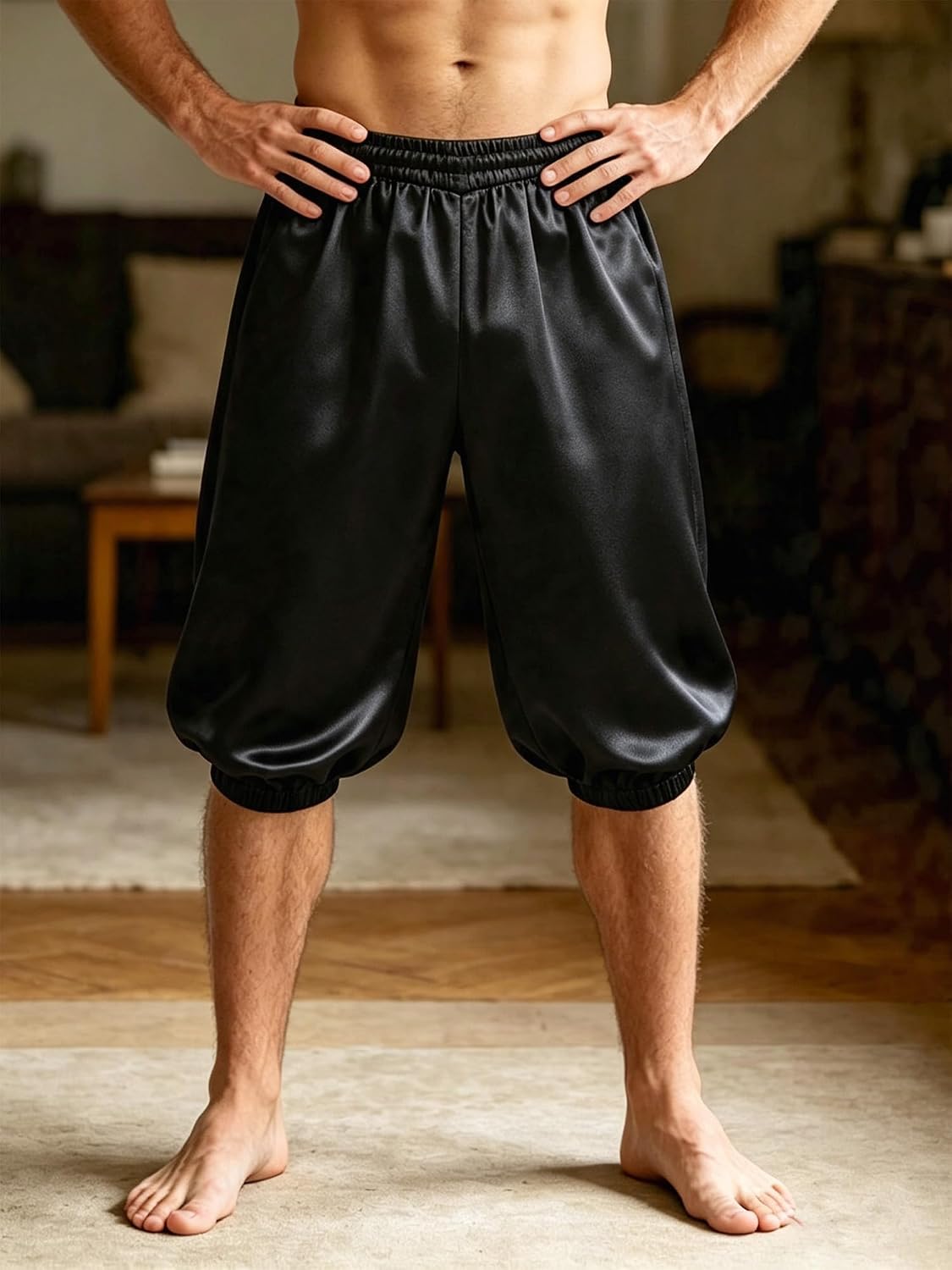 Freebily Men Arabian Costume Cropped Length Loose Dhoti Pants