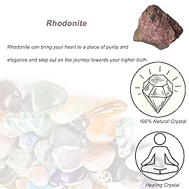 Rhodonite Raw Crystals, Large 1.25-2.0 Healing Crystals Natural Rough Stones Crystal for Tumbling, Cabbing, Fountain Rocks, Decoration, Polishing, Wire Wrapping, Wicca & Reiki