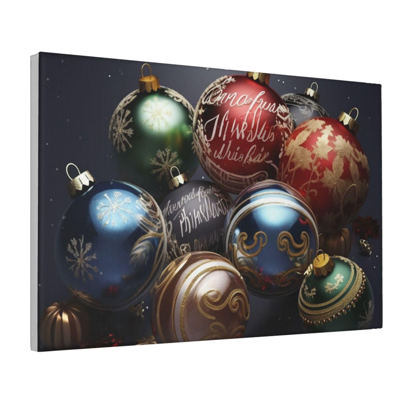 Framed Wall Art for Living Room Art Work, Christmas Balls Picture Prints Modern Office Wall Paintings Poster Aesthetic Wall Decorations for Home Decor Ready To Hang 16"x24"
