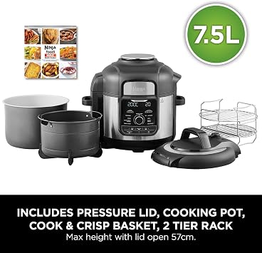 Ninja Foodi MAX Multi-Cooker [OP500UK], 9-in-1, 7.5L, Electric Pressure Cooker and Air Fryer & Non-Stick Loaf Tin, Cake Tin & Crisper Tray Bakeware Set
