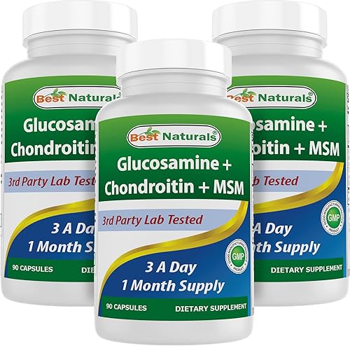 Best Naturals, Glucosamina Condroitina MSM Suplementos, 2600 mg por porción, 90 cápsulas (90 unidades (paquete de 3))