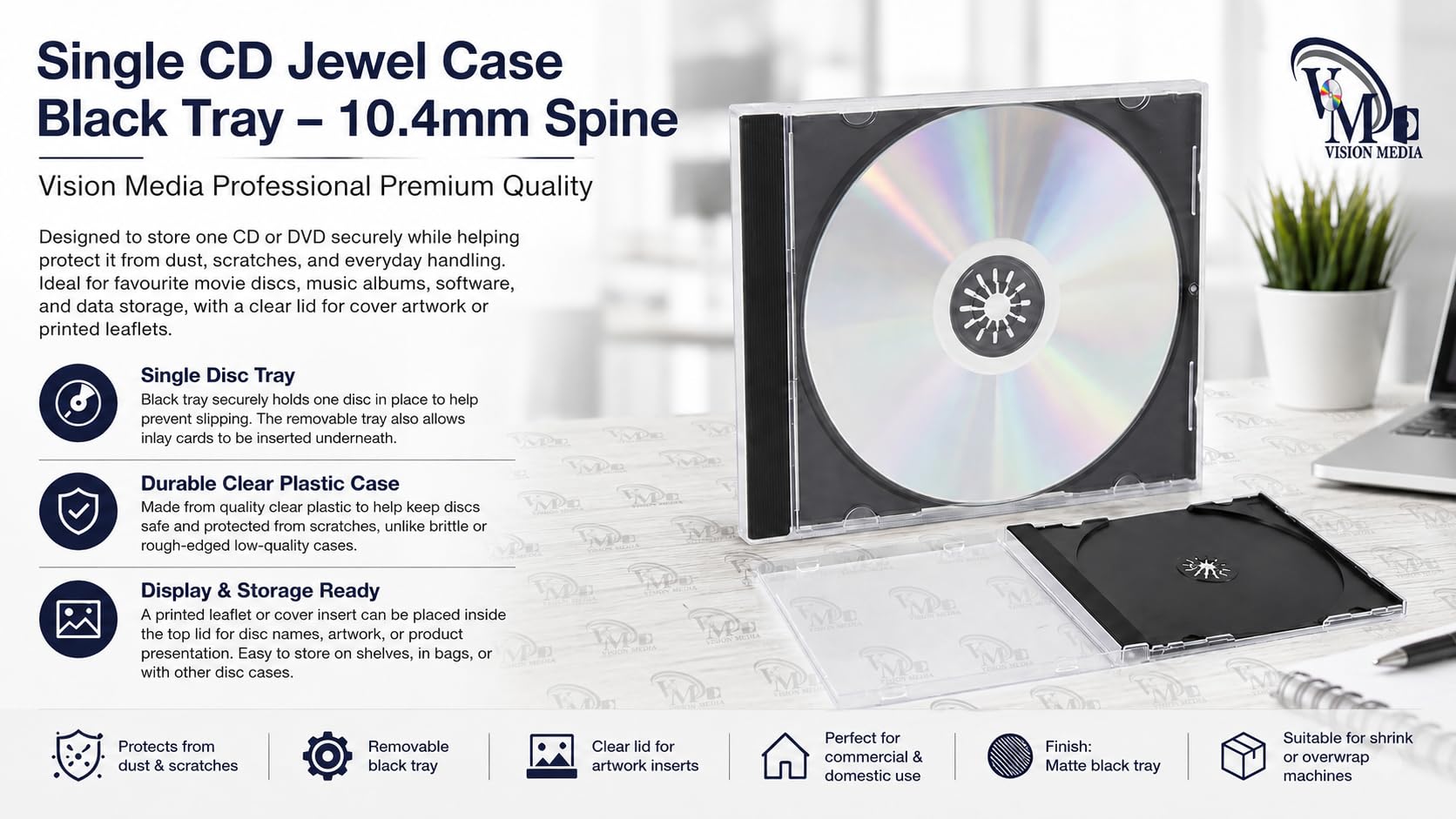 CH-Leerhülle, Jewelcase, Standard, 10 mm, mit schwarzem Tray, 50 Stück