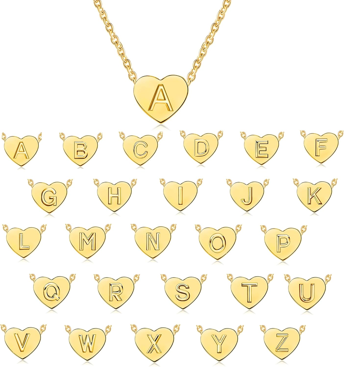 A to Z Gold Love Heart Initial Name Necklaces for Women Family Personalized Gift Christmas Birthday Alphabet Choker - Image 6