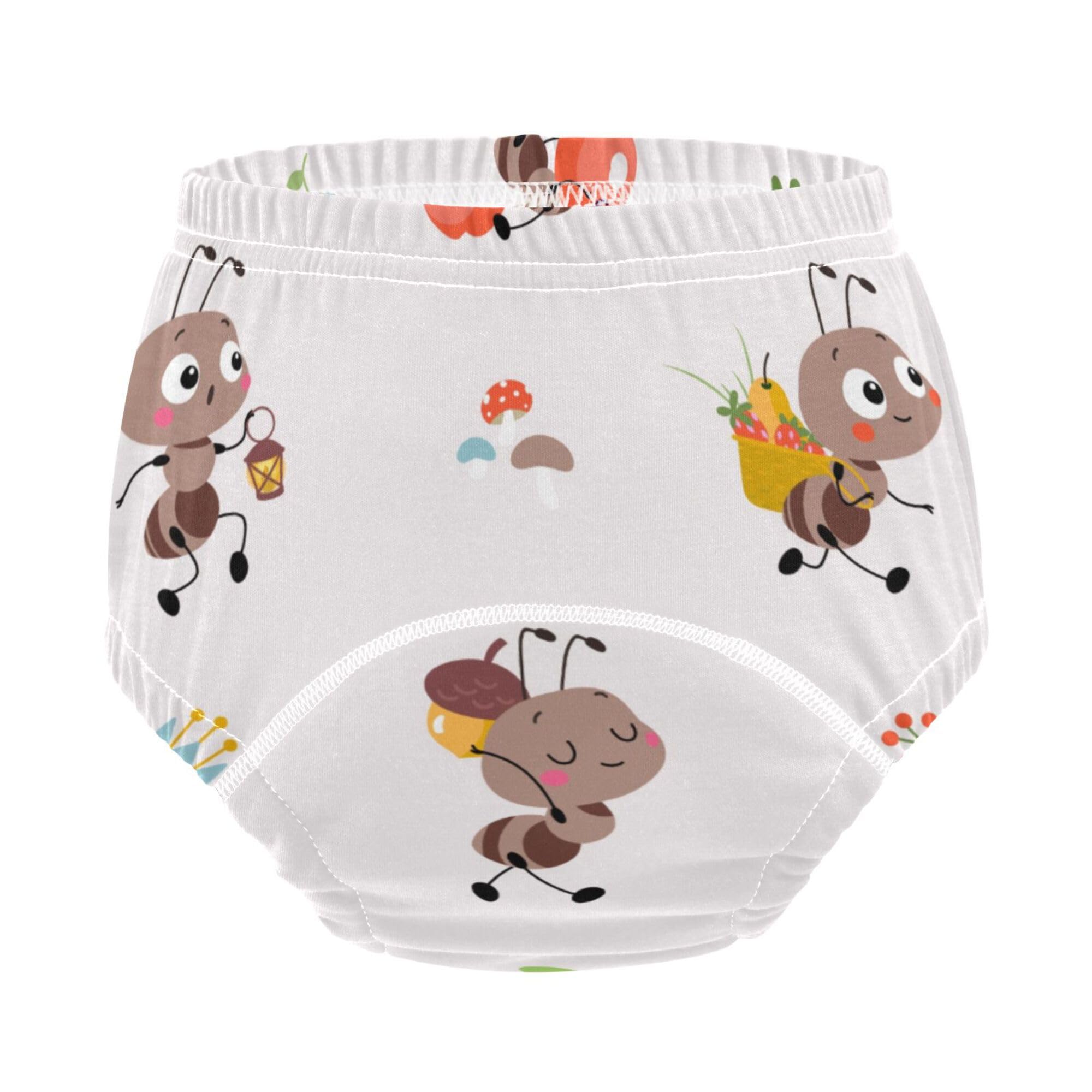 Mazeann Cute Funny Ants Toddler Potty Training Underwear Cotton Absorbent Soft Baby Girl Boy Potty Training Pant 3T Multi