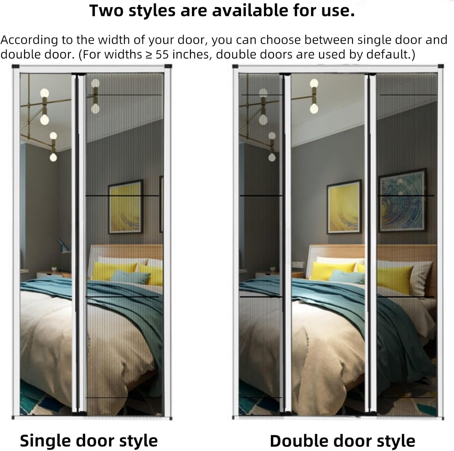 Retractable Screen Door,No-Drilling Folding Screen Door for Single or Double Door,Low-Profile Tracks Sliding Door with Aluminum Frame,Keeping Insects Out,Custom Size (Black)