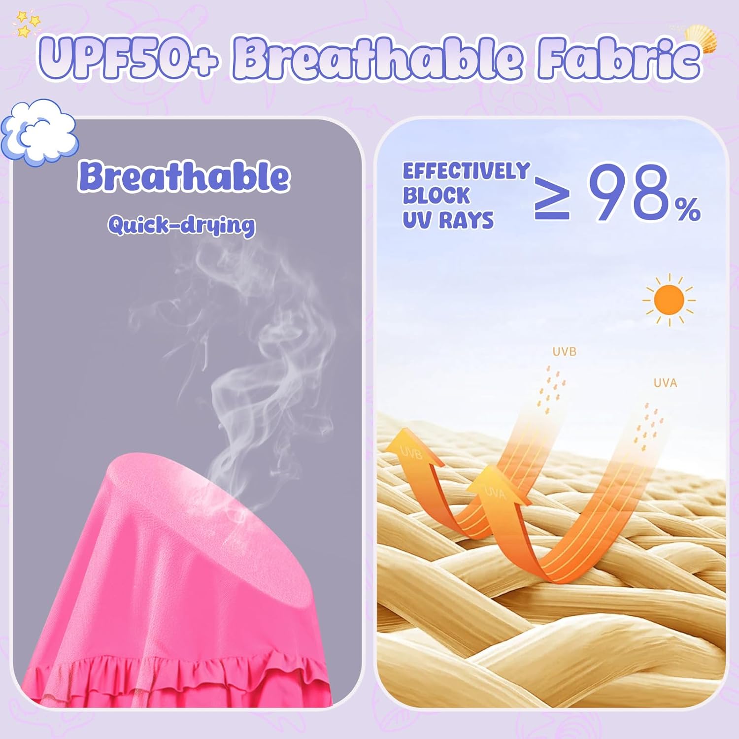 HODOSPORTS Girls Rash Guard Shirts Swimsuit UPF 50+ Quick Dry Two Piece Long Sleeve Bathing Suits - Image 5