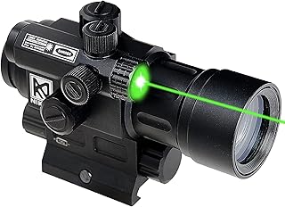 Airsoft Rifle Scope Tactical Compact, Red/Green DOT Sight, Scope with Integrated Green Laser for Rifles, with Picatinny Cantilever PEPR Mount, Side Red Green Dot and Green Aiming Laser Sight - NIKAVI