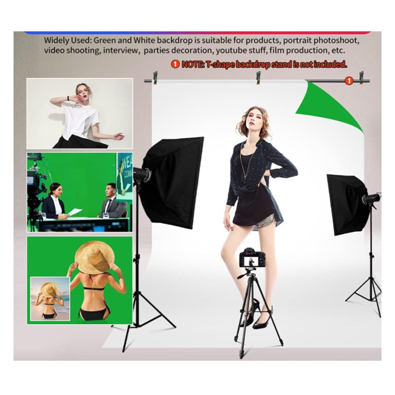 Fondo de fondo de doble cara para fotografía, telón de fondo para sesión de fotos, pantalla de fondo de video