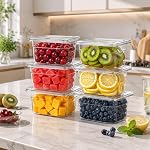 Bekith 6 Conditionnement 1/6 Taille claire de la nourriture en polycarbonate casseroles avec lids pour cuisine Restaurant préparation alimentaire, 4 Inches profondes