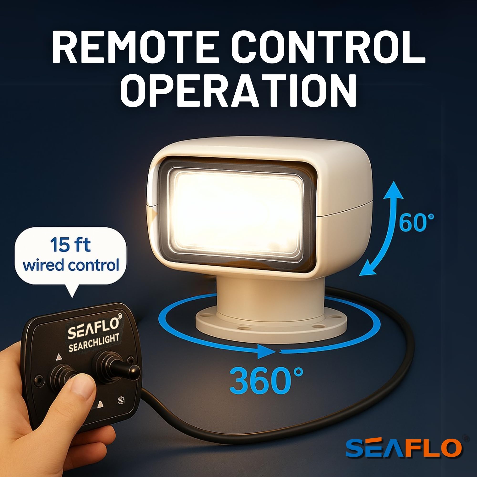 Amazon.co.jp: SEAFLO 02 シリーズ 360° 回転リモコン ハロゲン ボート