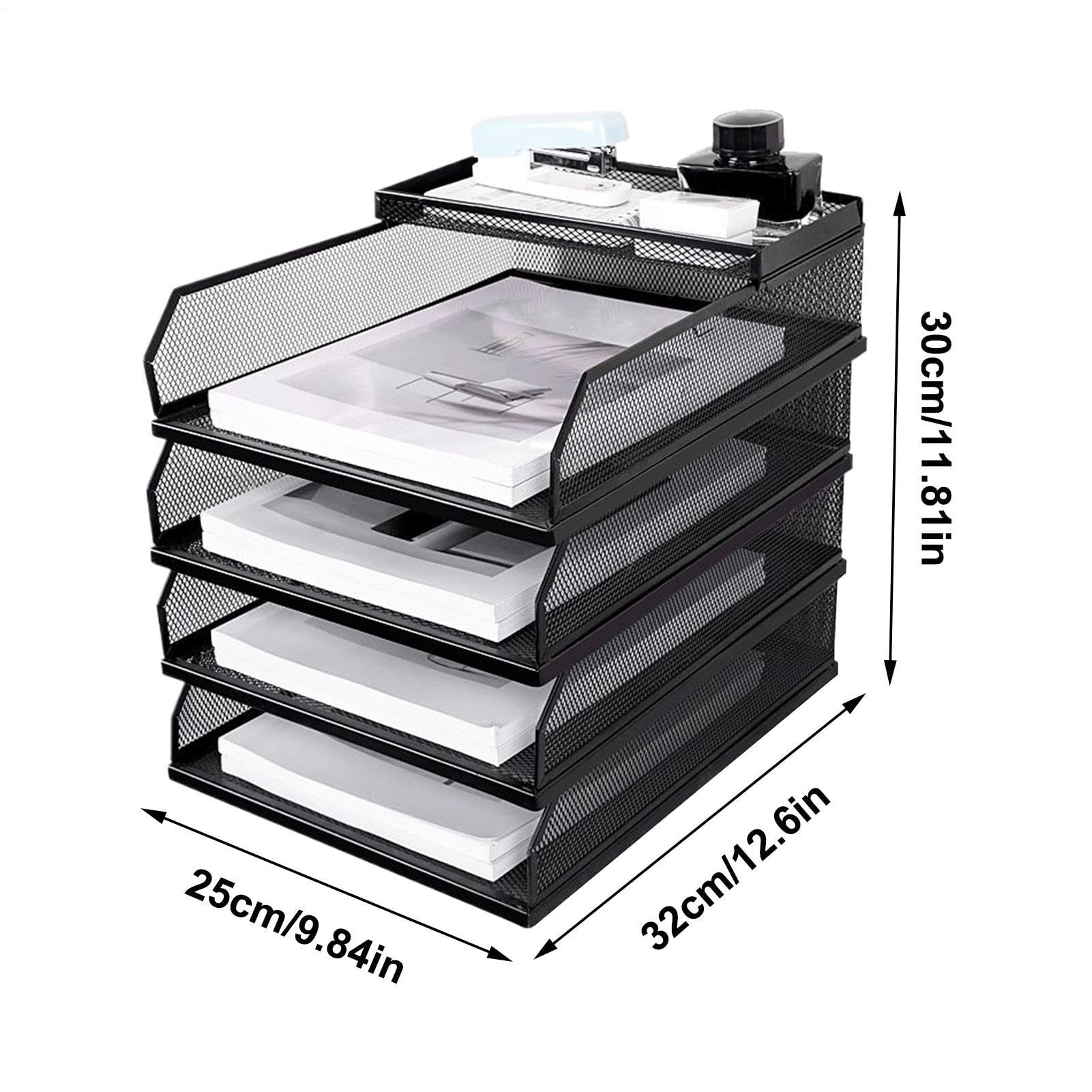 Papier-Organizer für den Schreibtisch – stapelbarer Aktenordner aus Metallgeflecht, stapelbar, verschiebbare Aktenordner, Aufbewahrungsregal, für Zuhause, Regale, Büro, Arbeit, Schublade, Bücher