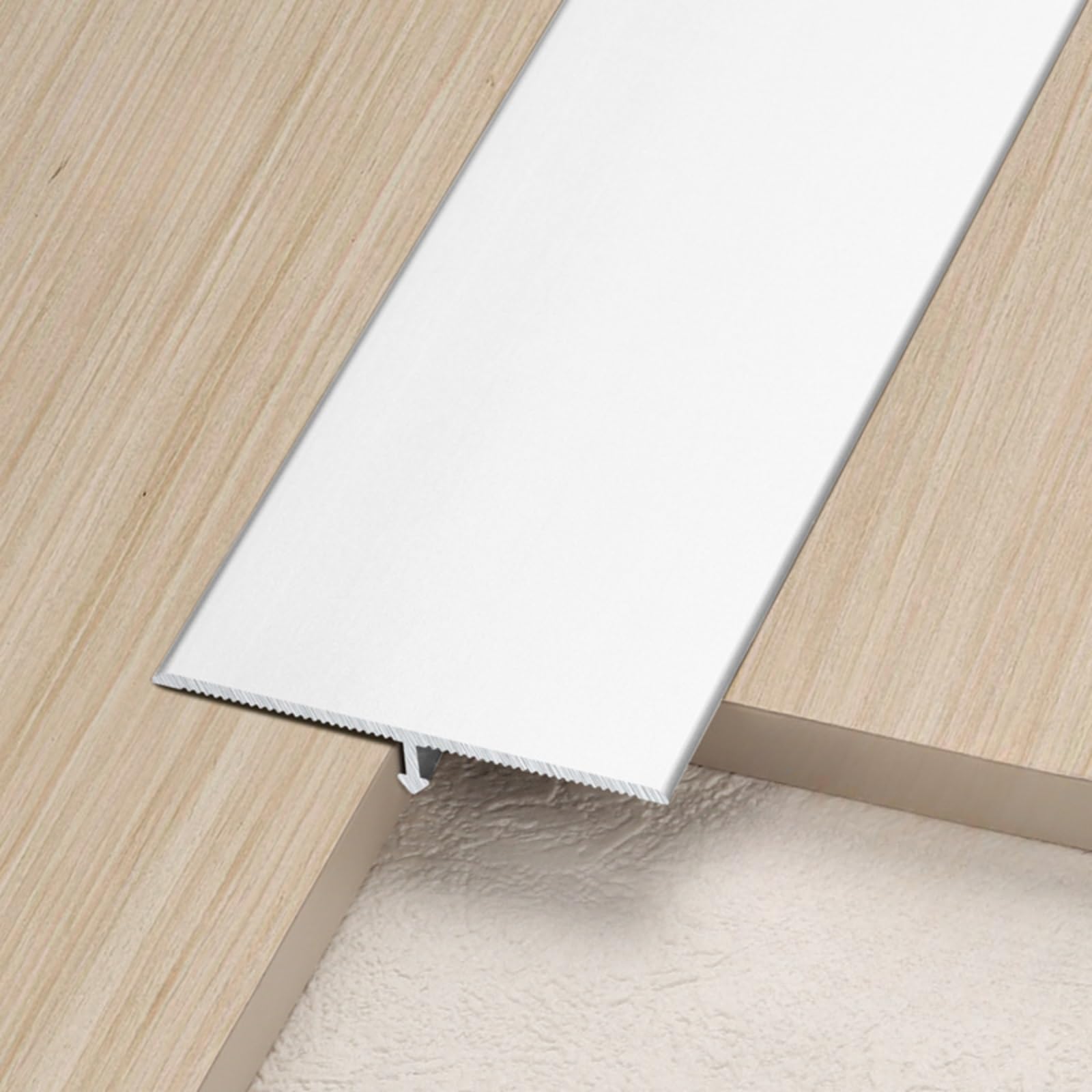 Samoprzylepna aluminiowa listwa progowa do drzwi, 90 cm, 15 mm, szerokość 60 mm, biały profil podłogowy, 3 szt., 90 cm
