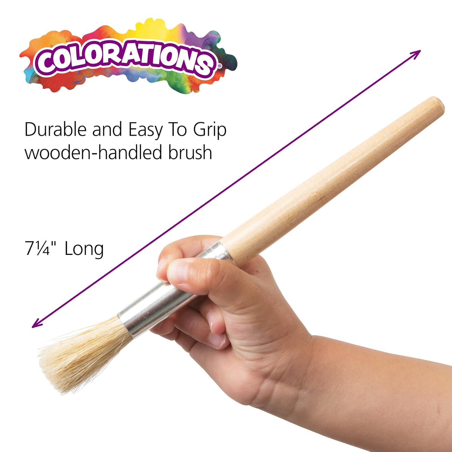 Colorations® Classic Wooden Chubby Paint Brushes for Children, All-Purpose Paint Brushues, Use for Arts & Crafts Projects and All Types of Paint Mediums, Set of 24 Brushes, Kids Paint Brushes