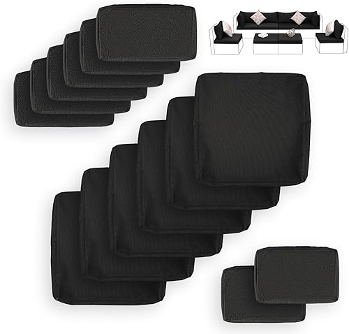 FINCATI Fundas de cojín de repuesto de 14 piezas para patio al aire libre con cremallera, fundas de repuesto para sofá seccional para exteriores con