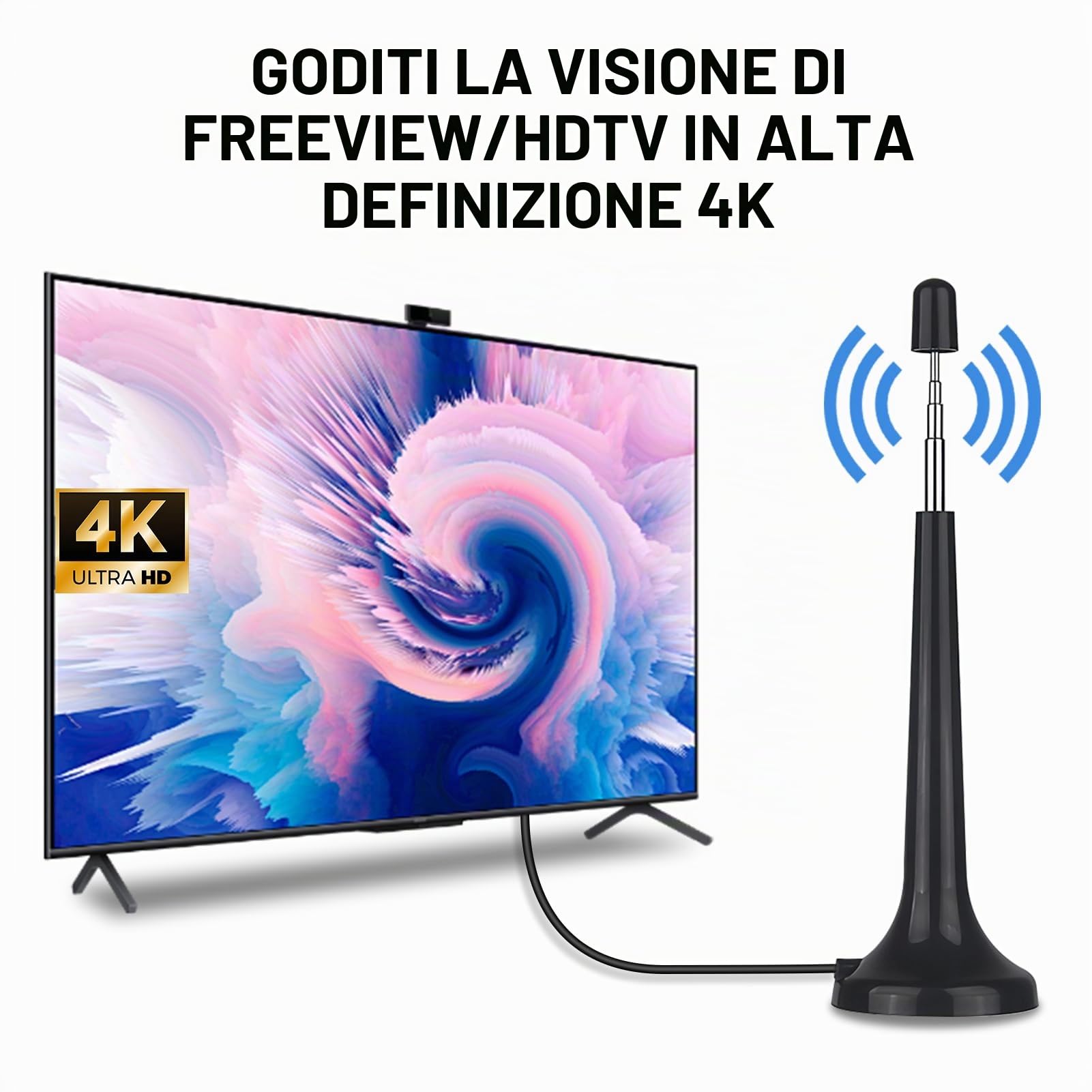 Antenna Radio DAB FM Telescopica Interna con Base Magnetica, Antenna FM radio da Interni 75 Ohm, Compatibile con Sintonizzatori Stereo, Ricevitori AV, Amplificatori, Sistemi Home Cinema e HiFi
