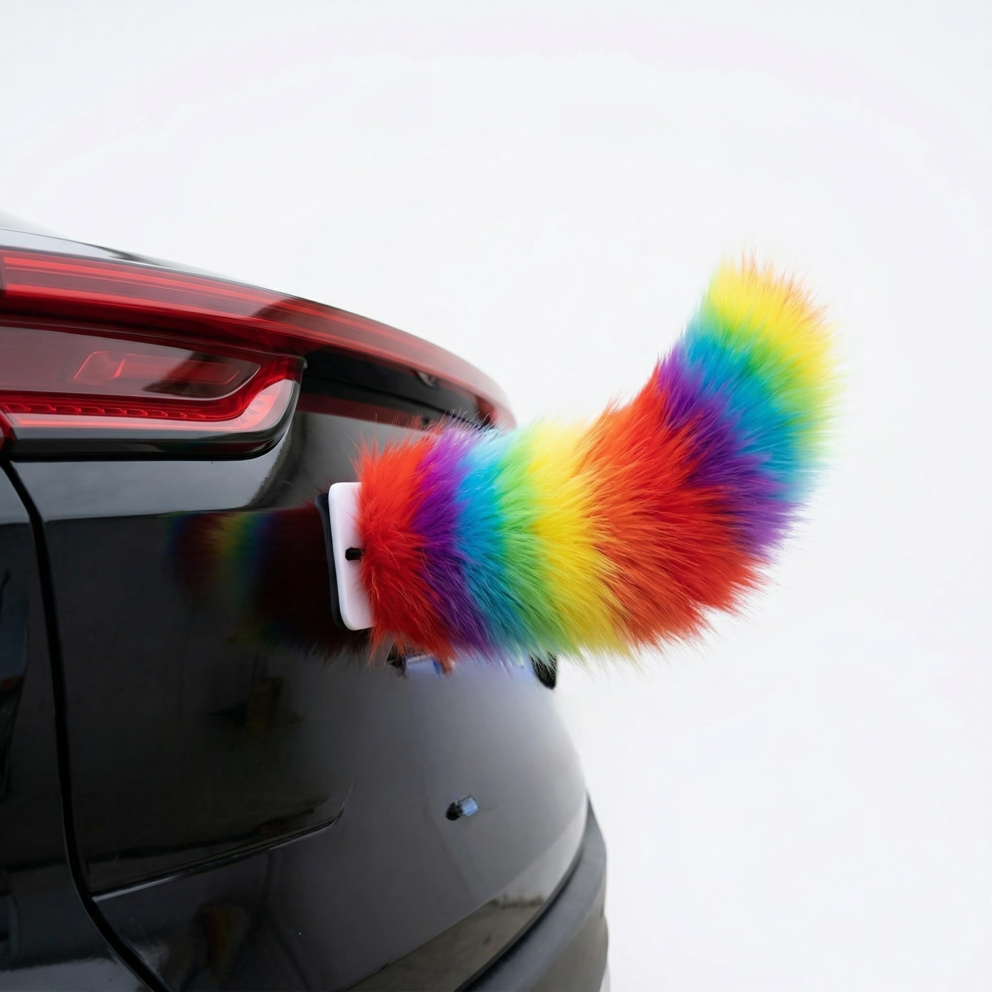 Remote Fluffy Car Tail - Plush Fox Fur Electric Wagging, USB-C Rechargeable, for SUV Truck Trunk Rear Window(A)