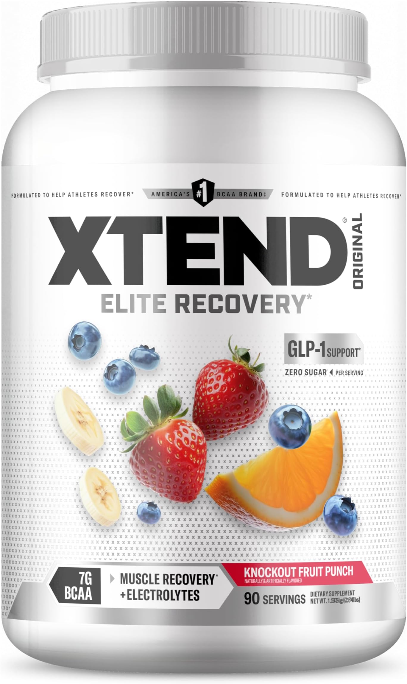 Original BCAA Powder Knockout Fruit Punch | Sugar Free Post Workout Muscle Recovery Drink with Amino Acids | 7g BCAAs for Men & Women | 90 Servings