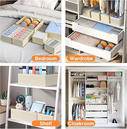 Miniatura 7 de DIMJ Organizador de cajones para ropa, paquete de 18 unidades, organizadores plegables para bebé, organizador de almacenamiento y cómoda para