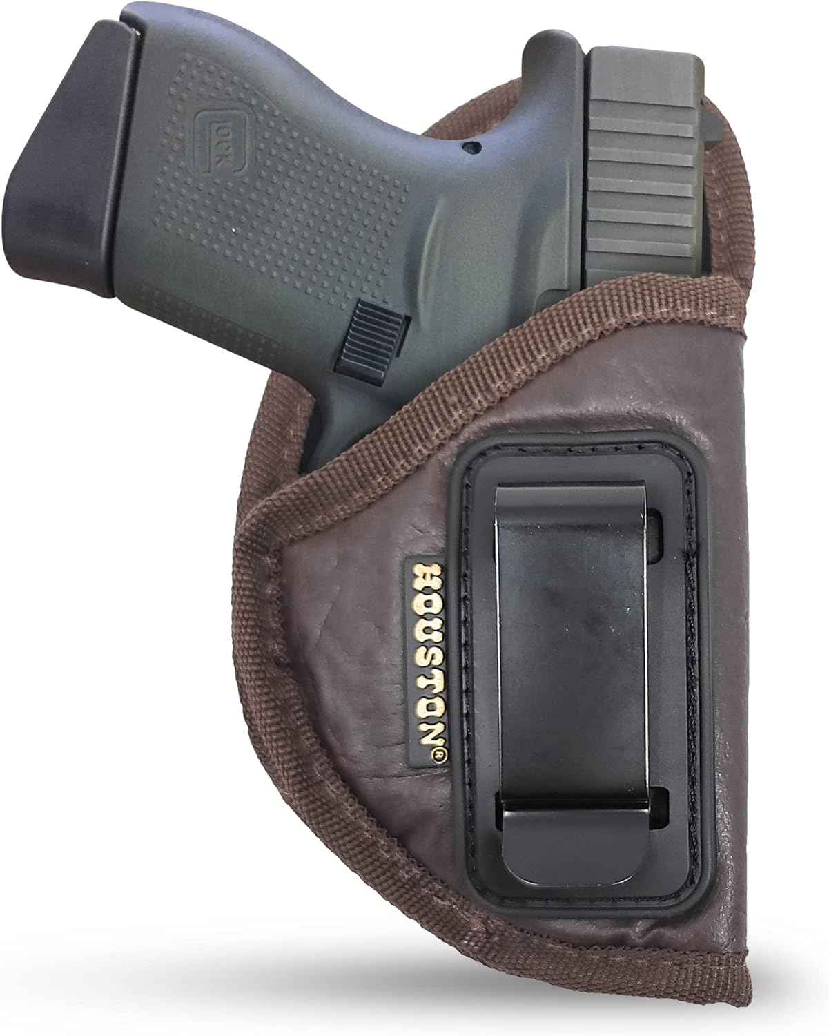 Brown Inside Waistband Gun Holster for Men/Women for Glock, Taurus 380 (Right). Eco Leather Concealed Handgun Holster 9mm. Pistol Holsters by Houston Gun Holsters
