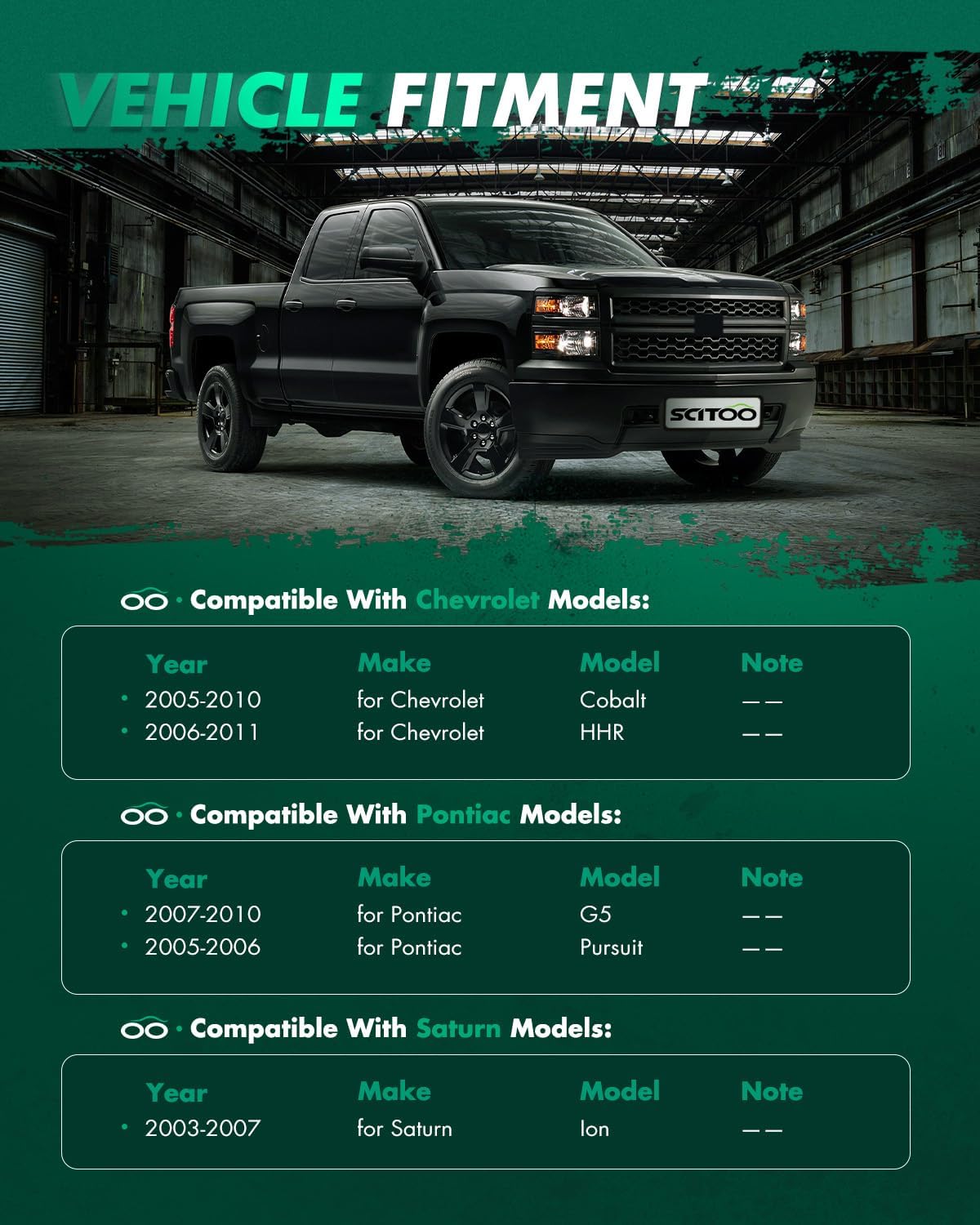 SCITOO 6pcs Front Suspension Kit Outer Inner Tie Rod End w/Boot for 2005-2010 for Chevy Cobalt 2006-2011 for Chevy HHR 2007-2010 for Pontiac G5 2005-2006 for Pontiac Pursuit 2003-2007 for Saturn Ion