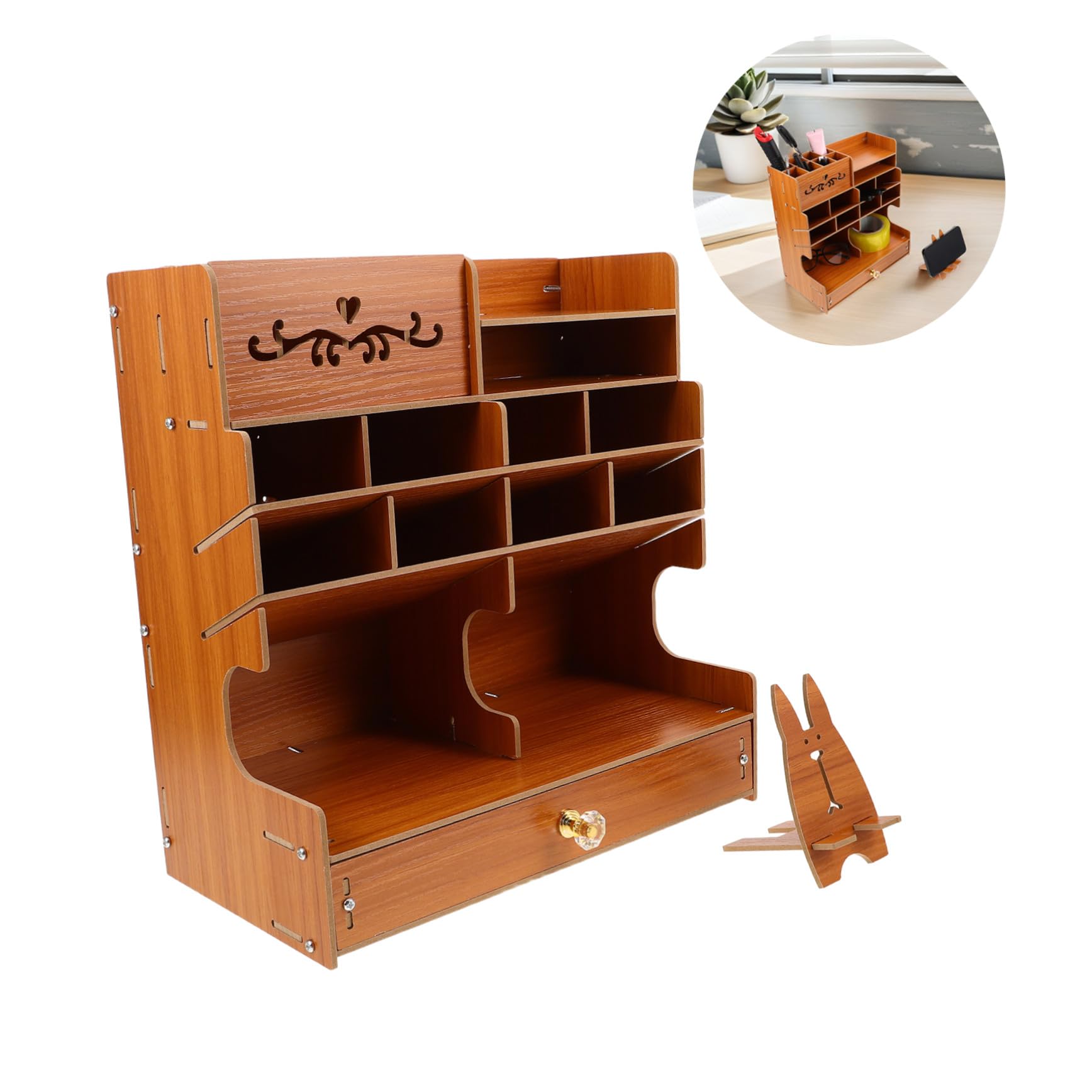 Organizer Penne in Naturale Capacità Portaoggetti Scrivania Multifunzione con Scomparti Multipli Elegante Supporto Cancelleria per Ufficio e Casa