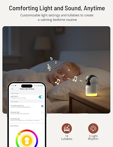 Miniatura 6 de PARIS RHÔNE Monitor de bebé con pantalla dividida 2K, monitor de bebé de video inteligente de 5 pulgadas con 2 cámaras, cámaras WiFi duales