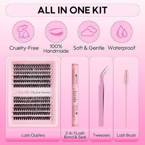 Miniatura 5 de Extensiones de pestañas 40D+60D, 240 racimos de pestañas para bricolaje, de 0.35-0.630 pulgadas, kit de pestañas individuales (kit 40D+60D)