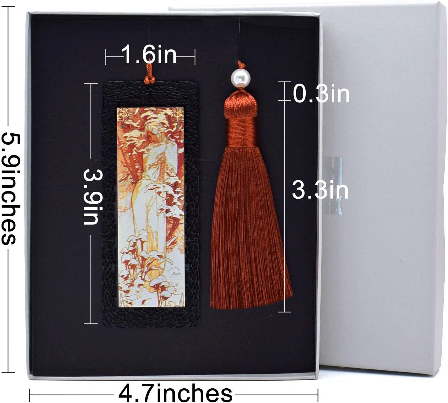 BLBMH Metal Bookmarks for Women Alphonse Mucha Birthday Christmas Gifts Unique Mother's Day Teacher Appreciation Gifts for Book Lovers Friends Readers - Winter image 5