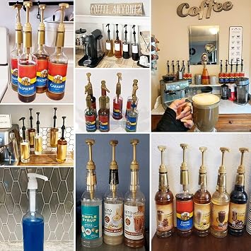 10 Pcs Gold Coffee Syrup Pump Compatible with 25.4Oz/750ml Bottles