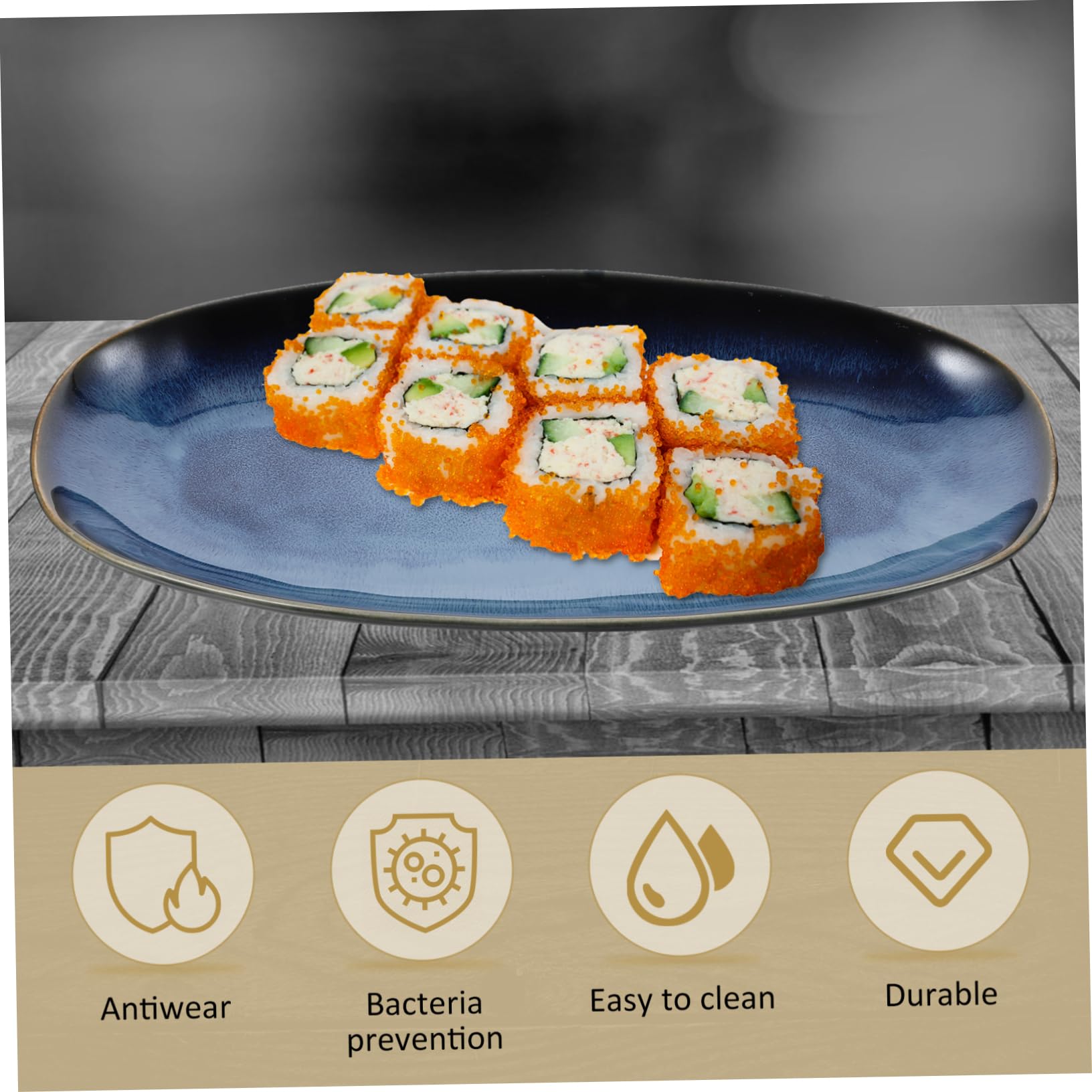 Generico Vassoio Per Pesce in Ceramica - Piatto Da Portata Multiuso Per Sushi Frutta E Antipasti