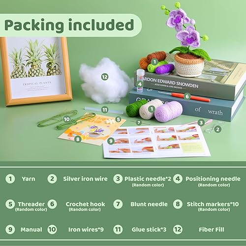 Miniatura 22 de kgxulr Kit de ganchillo para principiantes, kit de ganchillo Little Daisy para principiantes, kit de inicio de ganchillo para principiantes