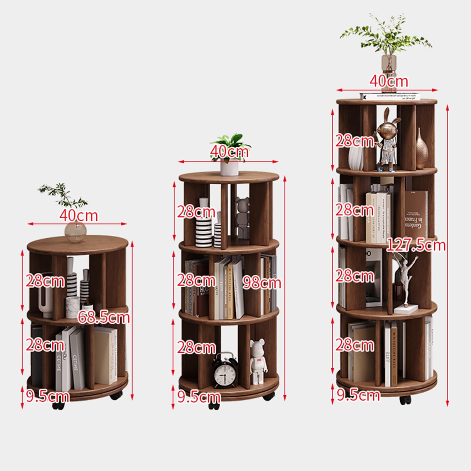Libreria Girevole OTK A 360°: Scaffale 4 Ripiani In Legno Per Piccoli Spazi - 5