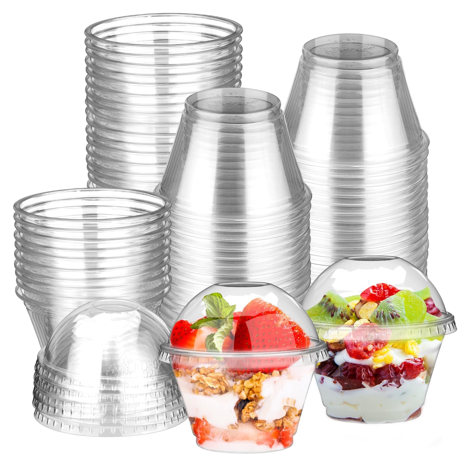 BALDCC 50-Set 7 oz Clear Plastic Dessert Cups