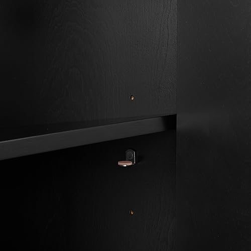 Miniatura 15 de Crosley Furniture Blair Mid-Century - Armario de buffet moderno con almacenamiento, sala de estar, credenza, negrodorado