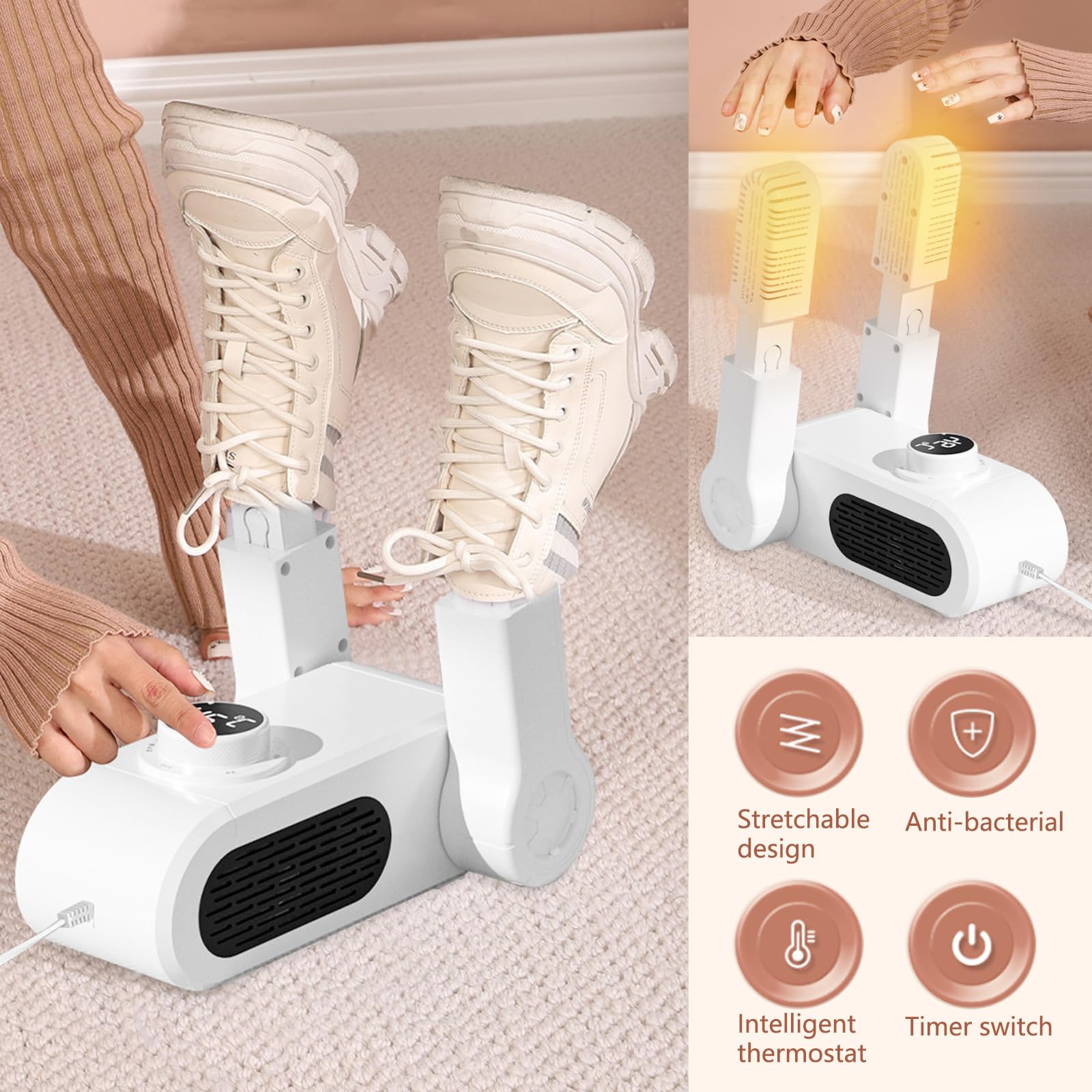 Asciugatore Elettrico Per Scarpe Con Deodorante - Timer E 3 Temperature, Per Stivali E Sneakers - Foto 10