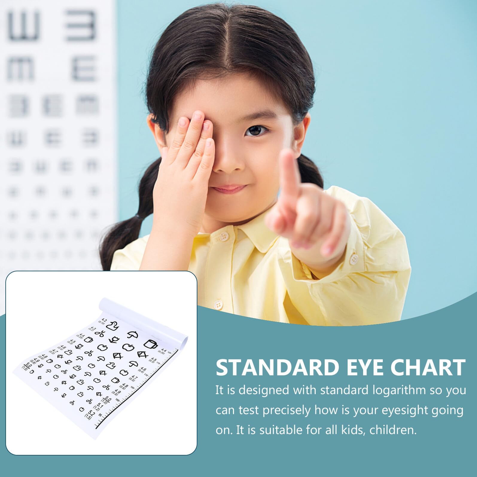 Homoyoyo Tabla Optométrica Escolar para Niños Gráficos de Visión Pediátrica, Herramienta para Detección Temprana en Clínicas y Hogares