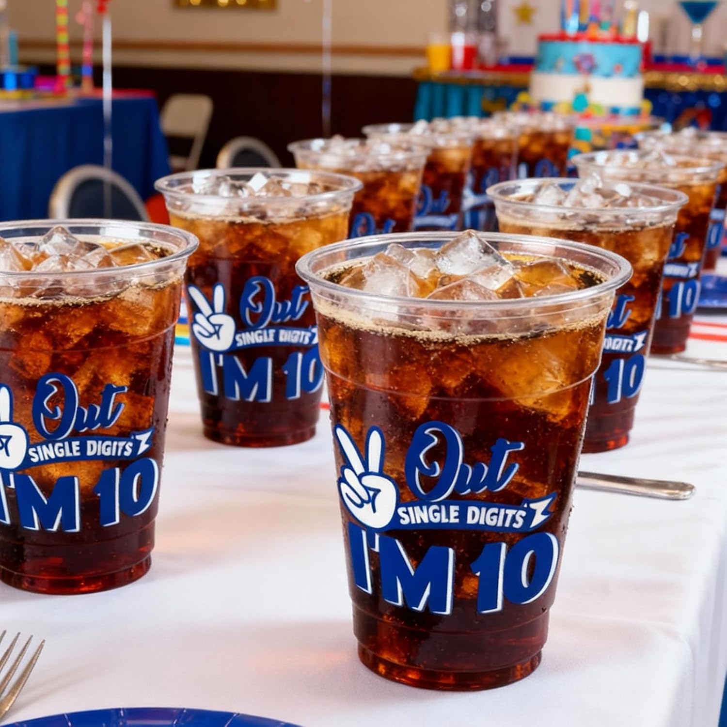 10th Birthday Plastic Cups - 50pcs 12oz Disposable Party Cups for Double Digits Birthday Boy - Peace Out Single Digits Party Decor - 10 Year Old Birthday Decorations for Boys