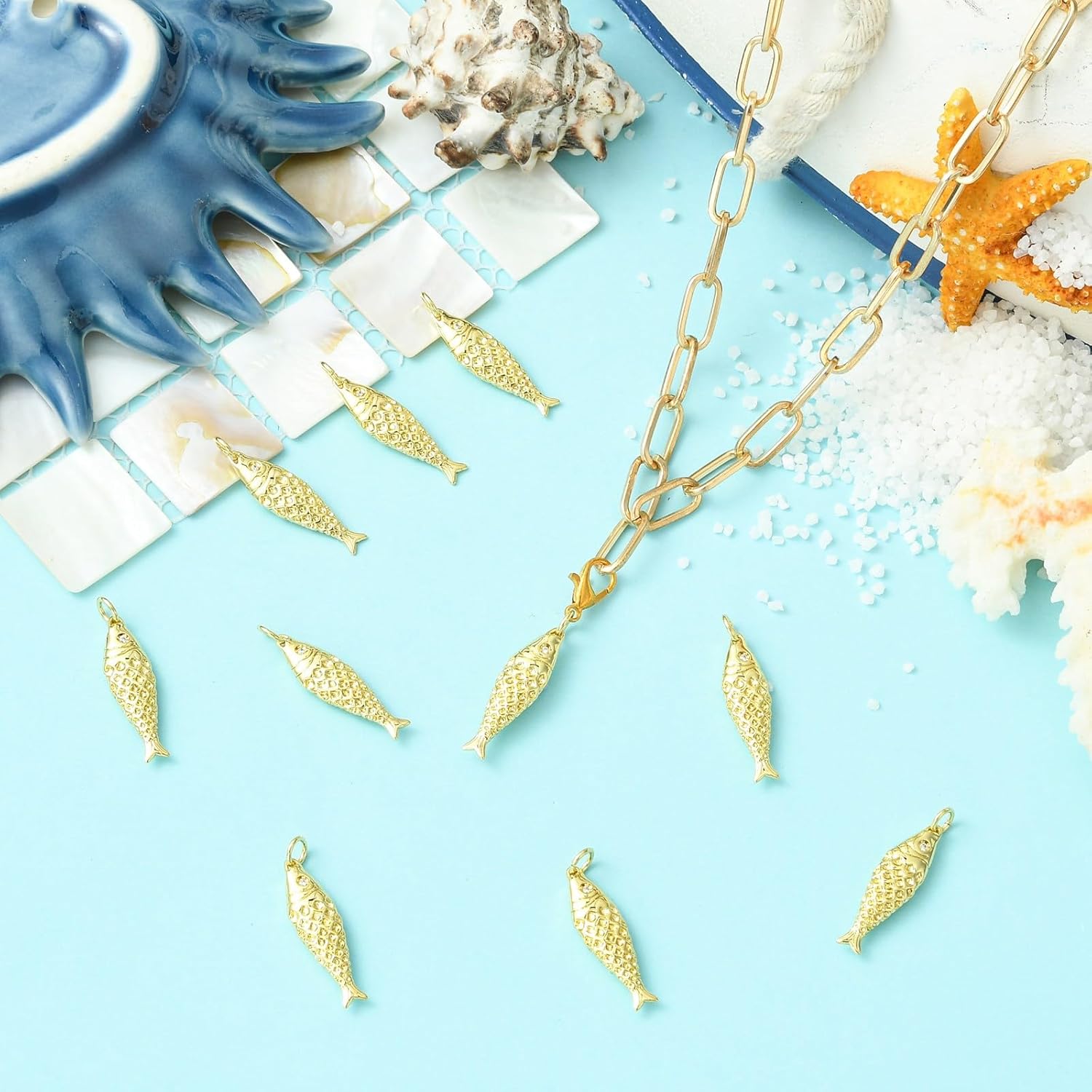 10Pcs Golden Color Brass Fish Charms Ocean Sea Animal Pendants for DIY Bracelet Necklace Earrings Jewelry Making - Image 5