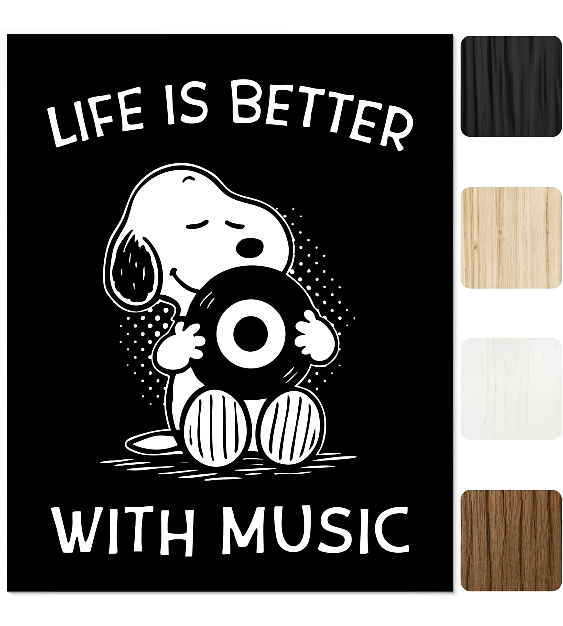 Life Is Better With Music Wall Art – 8x10 Unframed Cartoon Dog Poster – Fun Inspirational Artwork for Bedroom, Living Room, Dorm, Studio, or Office – Motivational Decor and Gift for Musicians & Fans