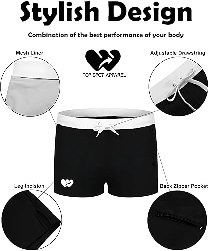 Vista 4 de Traje de baño de corte cuadrado para hombre y traje de arrastre, bolsillo trasero