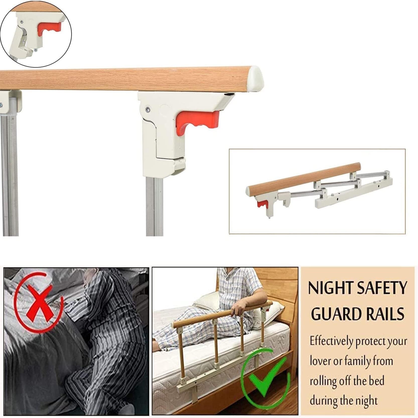 Barandillas de Cama Plegables, barandillas Laterales para Adultos Mayores, protección contra caídas de barandillas de Cama, barandillas de Cama portátiles médicas, Dispositivos de
